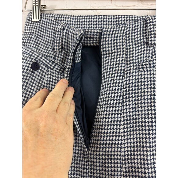 Together! Wool Blend Skirt Womens Size 4 Blue White Check Back Pleat Ruffle Hem - Picture 8 of 10